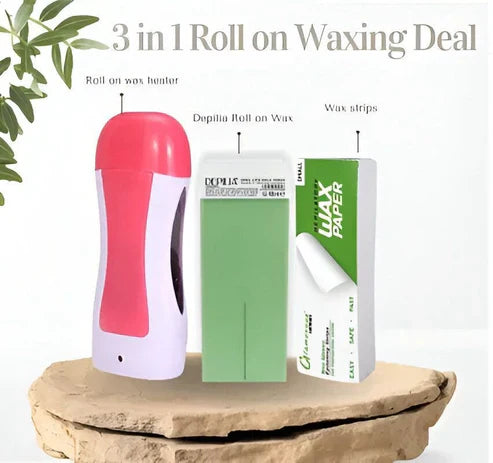 🔥 3-in-1 Wax Heater Kit – Wax Warmer + Roll-On Cartridge Hair Removal at Home 🏠