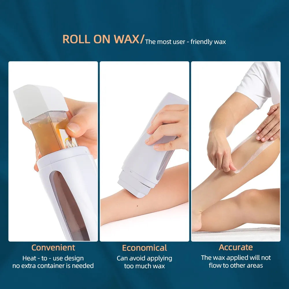 🔥 3-in-1 Wax Heater Kit – Wax Warmer + Roll-On Cartridge Hair Removal at Home 🏠